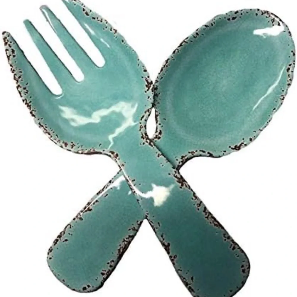 Tommy Bahama Rustic Crackle Salad Serving Set 100% Melamine - Picture 2 of 2